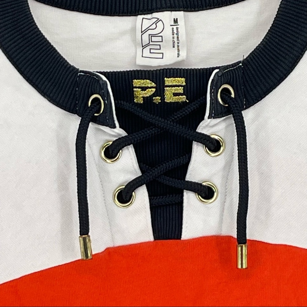 P.E. NATION RED ROCKET 3/4 SLEEVE TUNIC HOCKEY TOP ORANGE WHITE BLACK MEDIUM - Picture 5 of 10